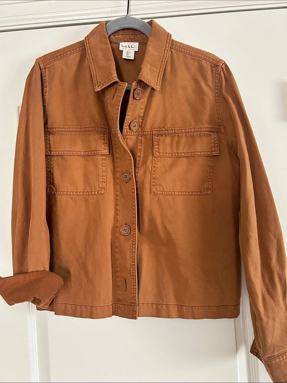 Nicole Miller Utility Jacket in Brown Size Large